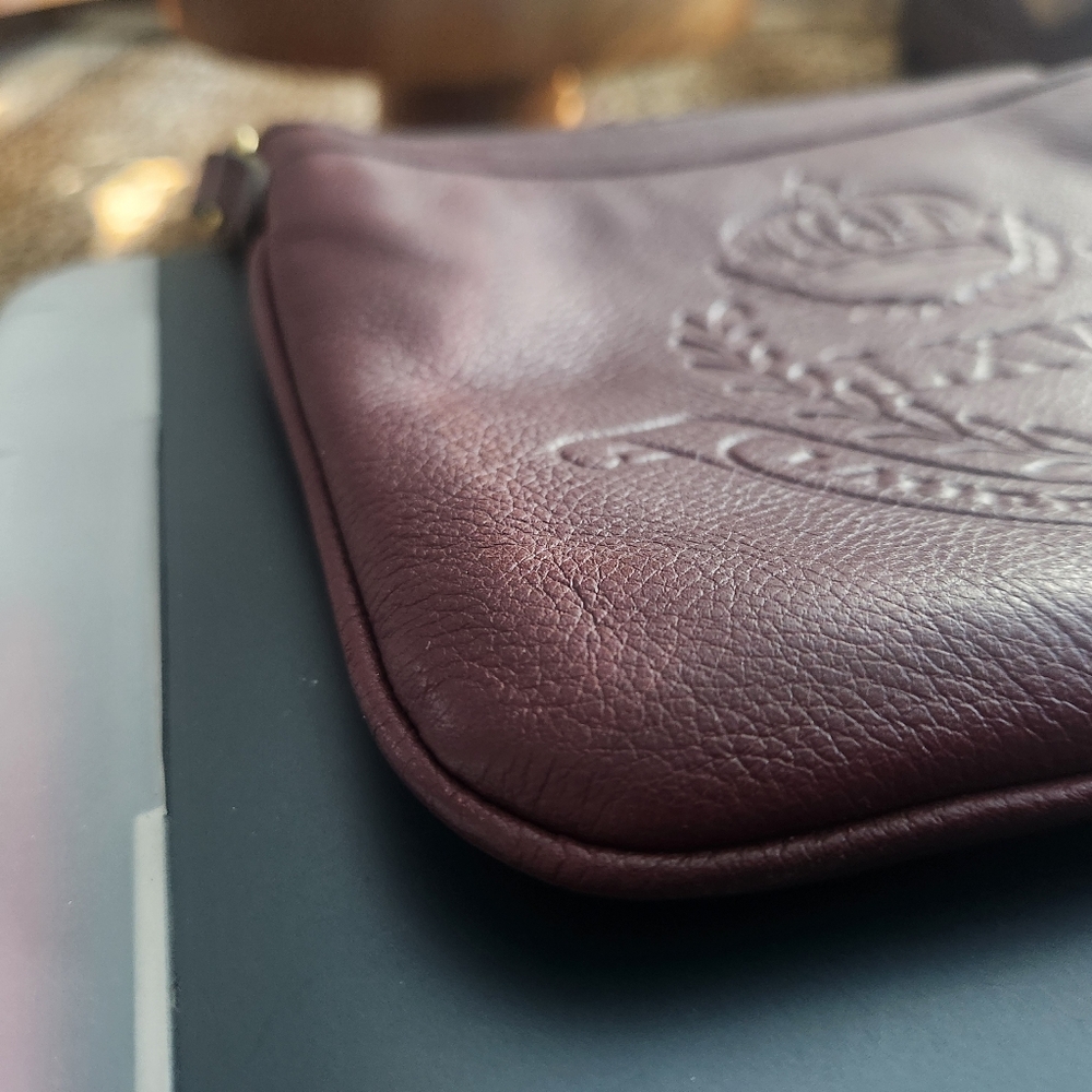 NWOT VintageRalph Lauren Leather Embossed LXVII Crown Bag Purse Oxblood Burgundy - Picture 7 of 10